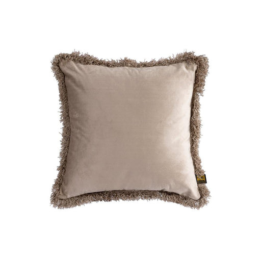 Decoratief kussen Nous Beige Fluweel Sierkussen met franjes Vierkant S-Decoratief kussen-PTMD