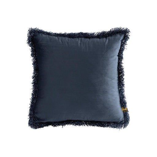 Decoratief kussen Nous Blauw Fluweel Sierkussen met franjes Vierkant S-Decoratief kussen-PTMD