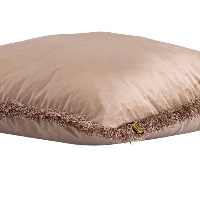 Decoratief kussen Nous Taupe Fluweel Sierkussen met franjes Vierkant L-Decoratief kussen-PTMD