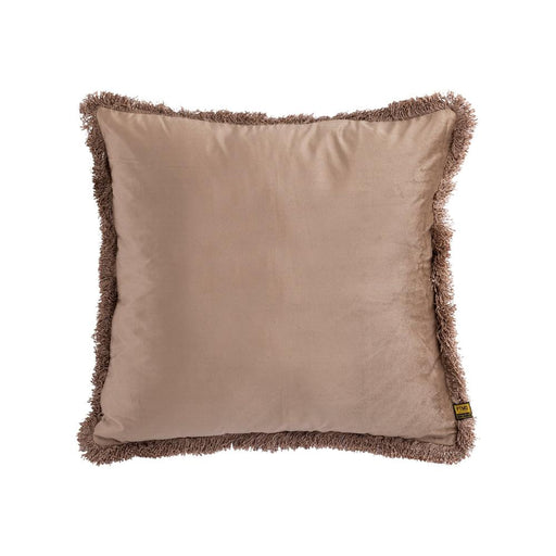 Decoratief kussen Nous Taupe Fluweel Sierkussen met franjes Vierkant L-Decoratief kussen-PTMD