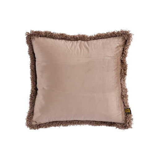 Decoratief kussen Nous Taupe Fluweel Sierkussen met franjes Vierkant S-Decoratief kussen-PTMD