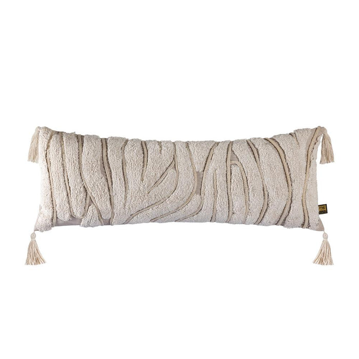 Decoratief kussen Sierkussen Zalie Naturel Cottoncushion Zebra Franjes Vierkant S-Decoratief kussen-PTMD