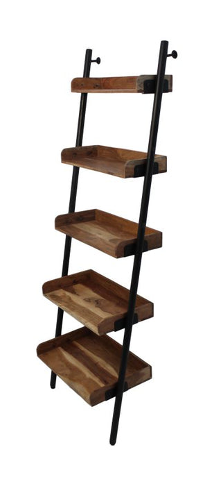Decoratief opbergrek - 60x35x180 - Naturel/zwart - Acacia/metaal-Opbergkasten-HSM Collection