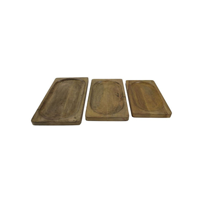 Decoratieve dienbladen - Naturel - Mangohout - Set van 3-Keukenaccessoire-HSM Collection