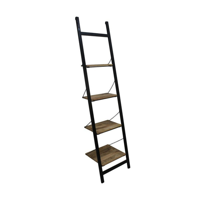 Decoratieve ladder - mangohout/ijzer - powdercoated zwart-Decoratief ladders-HSM Collection