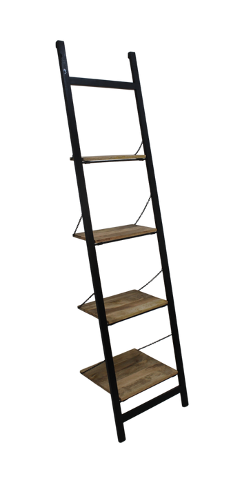 Decoratieve ladder - mangohout/ijzer - powdercoated zwart-Decoratief ladders-HSM Collection