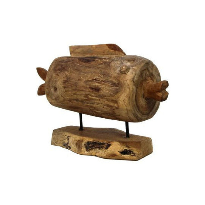 Decoratieve vis op voet - groot - teak-Woondecoratie-HSM Collection