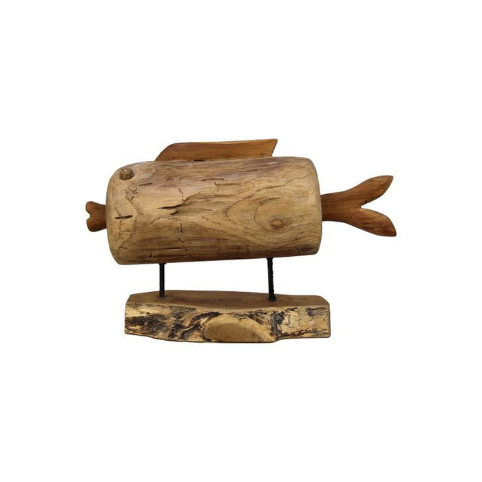 Decoratieve vis op voet - groot - teak-Woondecoratie-HSM Collection