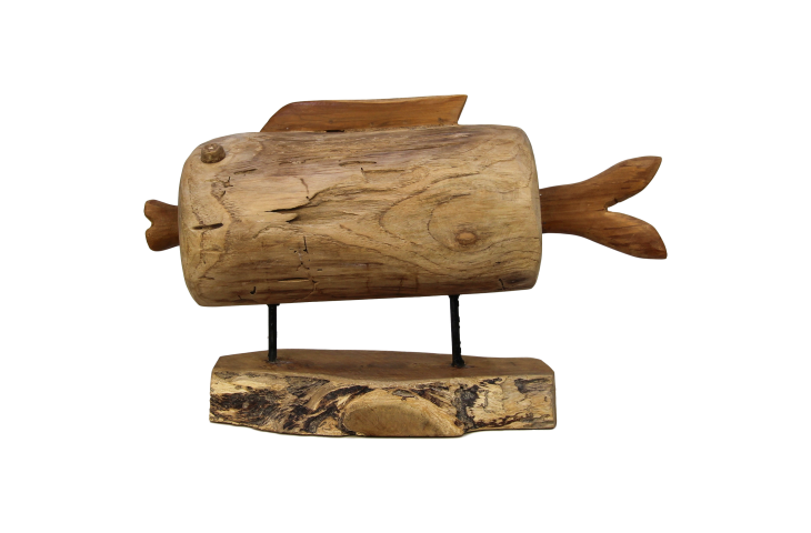 Decoratieve vis op voet - groot - teak-Woondecoratie-HSM Collection