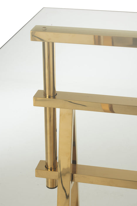 Desk Adjustable Stainless Steel/Glass Gold/Transparent-Bureaus-J-Line