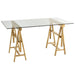 Desk Adjustable Stainless Steel/Glass Gold/Transparent-Bureaus-J-Line