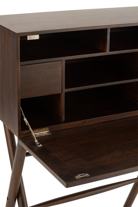 Desk Conie Mango Wood Dark Brown-Bureaus-J-Line