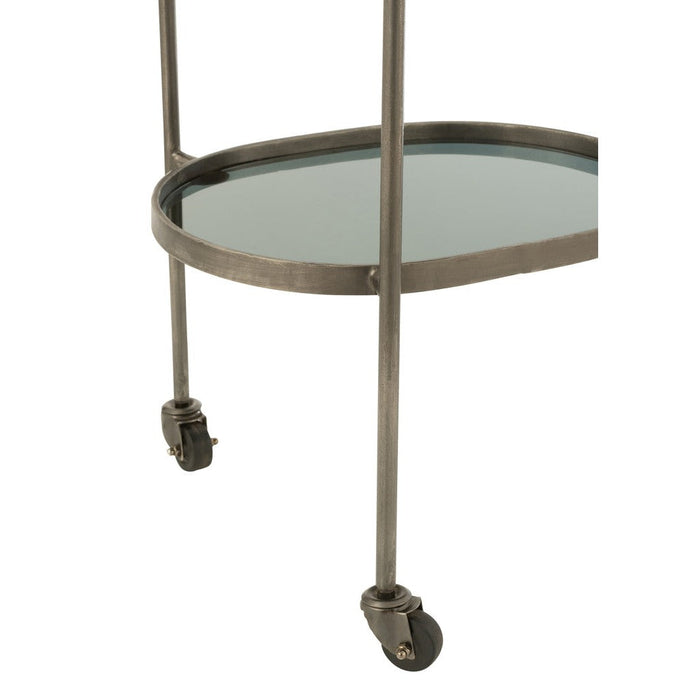 Dessert Trolley Ovale 2 Levels Iron | Glass Grey-Trolleys-J-Line