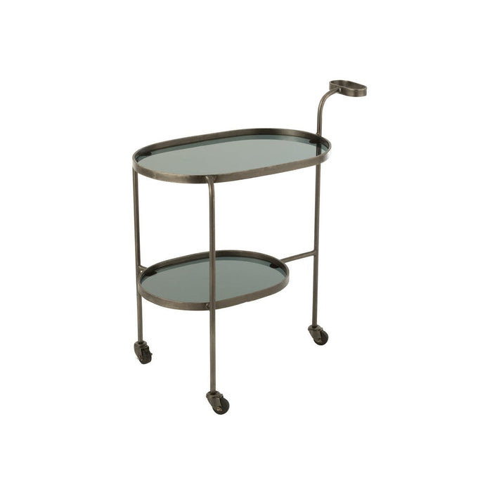 Dessert Trolley Ovale 2 Levels Iron | Glass Grey-Trolleys-J-Line