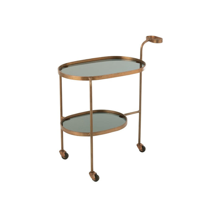 Dessert Trolley Ovale 2 Levels Iron | Glass Zwart | Bronze-Trolleys-J-Line