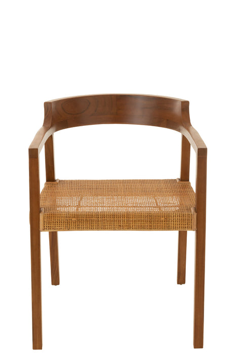 Dining Chair Square Open Webbing Teak Wood Brown-Eetkamerstoelen-J-Line