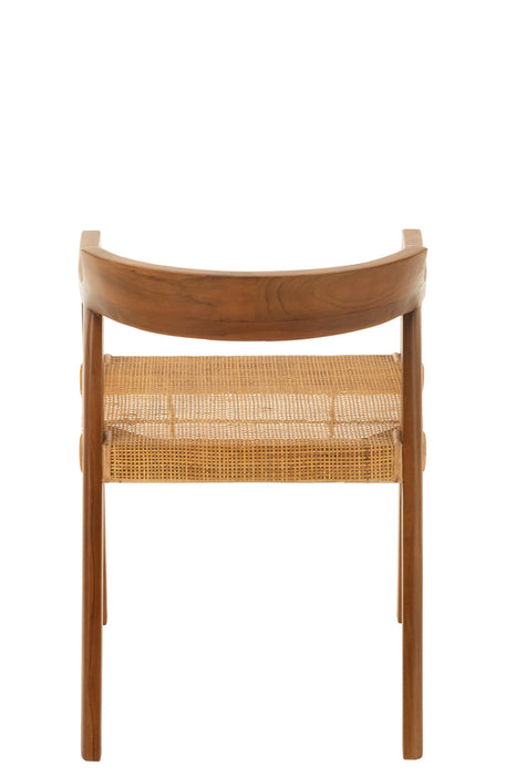 Dining Chair Square Open Webbing Teak Wood Brown-Eetkamerstoelen-J-Line