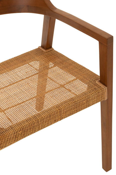 Dining Chair Square Open Webbing Teak Wood Brown-Eetkamerstoelen-J-Line