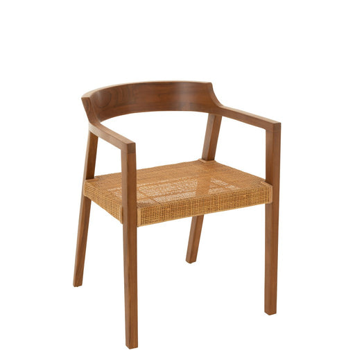 Dining Chair Square Open Webbing Teak Wood Brown-Eetkamerstoelen-J-Line