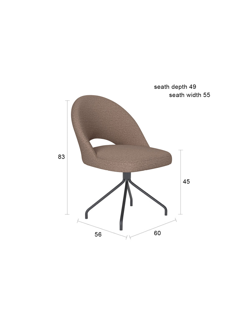 Draaibare Eetkamerstoel Mick Grijs Polyester Grijs 60x56-Eetkamerstoelen-Creating Home
