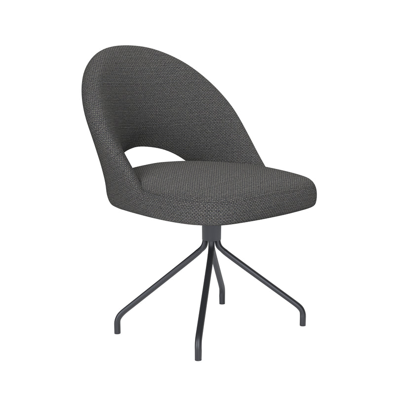Draaibare Eetkamerstoel Mick Grijs Polyester Grijs 60x56-Eetkamerstoelen-Creating Home