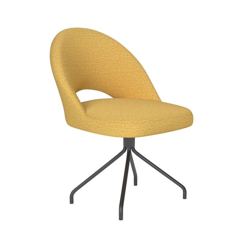 Draaibare Eetkamerstoel Mick Ochre Polyester Geel 60x56-Eetkamerstoelen-Creating Home