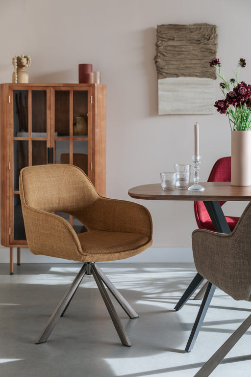 Draaibare Eetkamerstoel Toye Ochre Polyester Geel 68x45