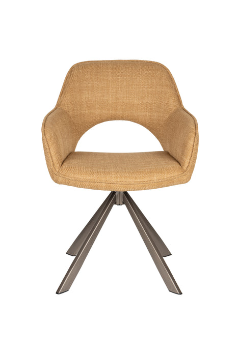 Draaibare Eetkamerstoel Toye Ochre Polyester Geel 68x45 cm-Eetkamerstoelen-Creating Home