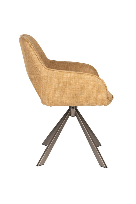 Draaibare Eetkamerstoel Toye Ochre Polyester Geel 68x45 cm-Eetkamerstoelen-Creating Home