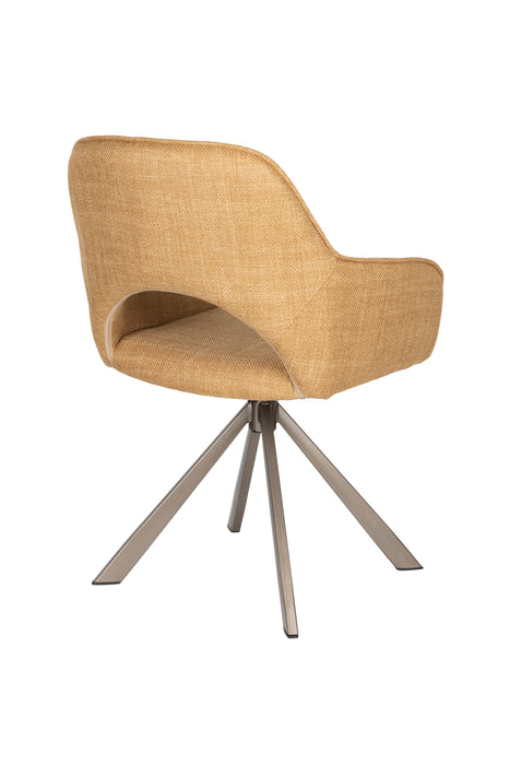 Draaibare Eetkamerstoel Toye Ochre Polyester Geel 68x45 cm-Eetkamerstoelen-Creating Home