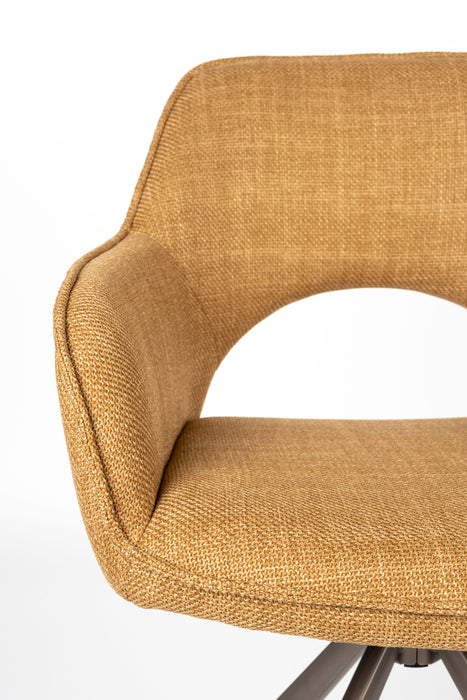 Draaibare Eetkamerstoel Toye Ochre Polyester Geel 68x45 cm-Eetkamerstoelen-Creating Home