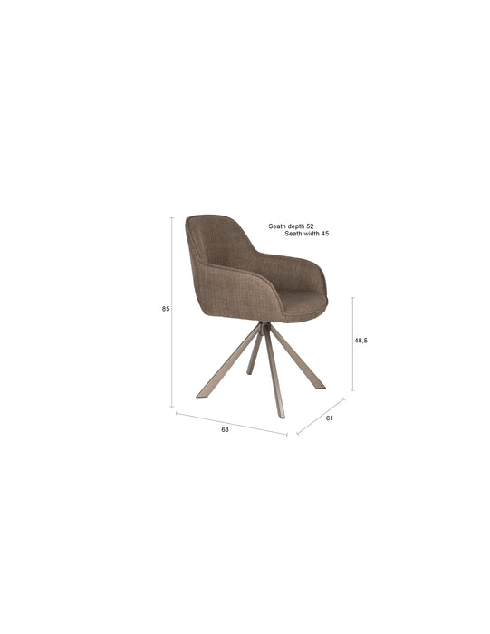 Draaibare Eetkamerstoel Toye Polyester Bruin 68x61 cm-Eetkamerstoelen-Creating Home