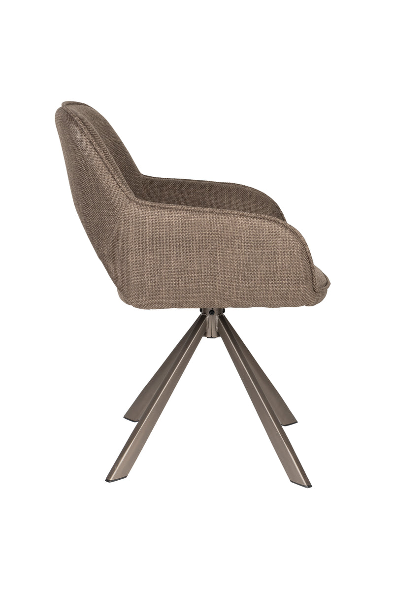 Draaibare Eetkamerstoel Toye Polyester Bruin 68x61 cm-Eetkamerstoelen-Creating Home