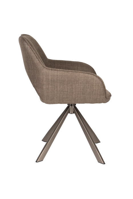 Draaibare Eetkamerstoel Toye Polyester Bruin 68x61 cm-Eetkamerstoelen-Creating Home