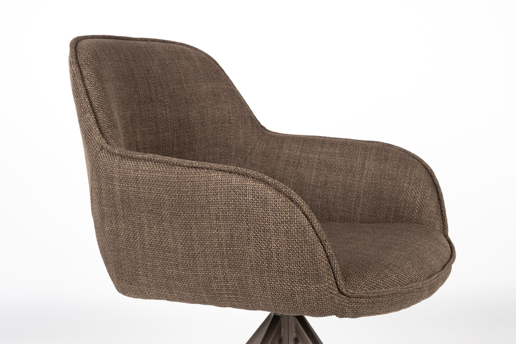 Draaibare Eetkamerstoel Toye Polyester Bruin 68x61 cm-Eetkamerstoelen-Creating Home