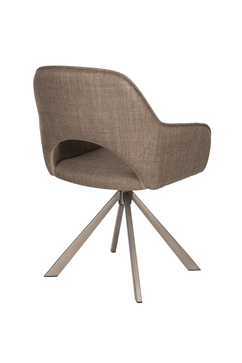 Draaibare Eetkamerstoel Toye Polyester Bruin 68x61 cm-Eetkamerstoelen-Creating Home