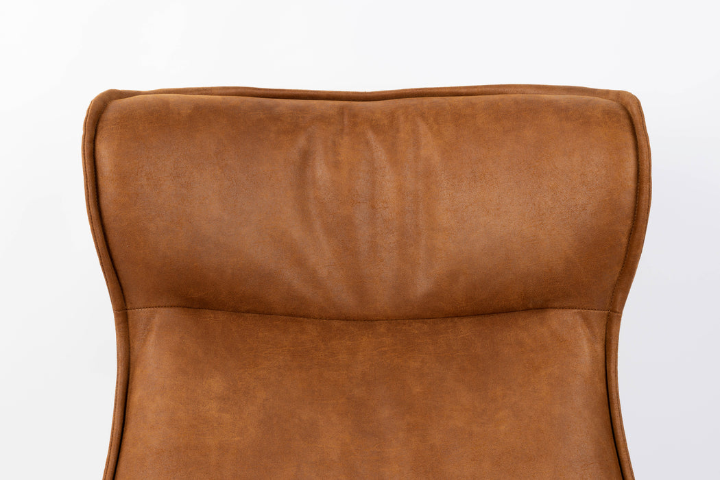 Draaibare Fauteuil John Cognac PU-Leder Bruin Ø93x92 cm-Fauteuils-Creating Home