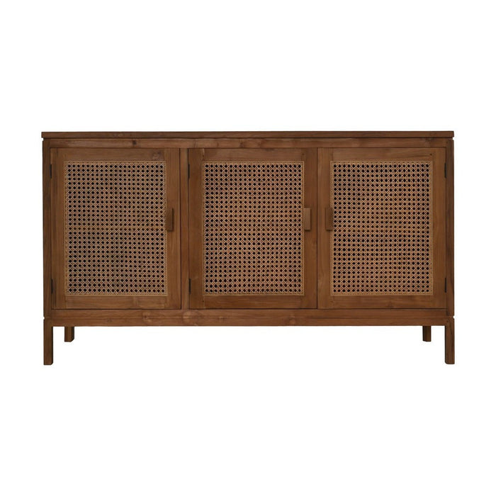 Dressoir 3 Deur-150x42x85-Naturel-Teak/Rotan-Dressoirs-HSM Collection