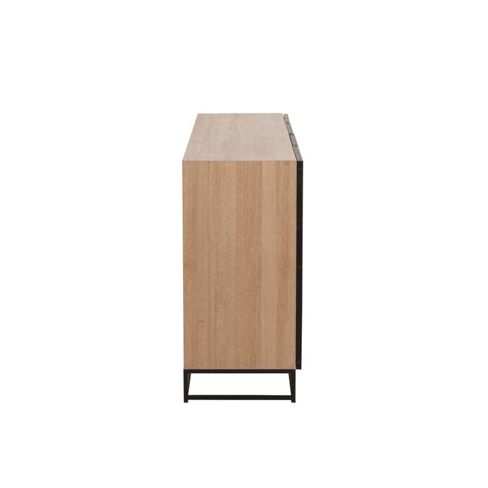 Dressoir 4-deurs Zigzag Hout/Metaal Naturel/Zwart 40x180x87 cm-Dressoirs-J-Line