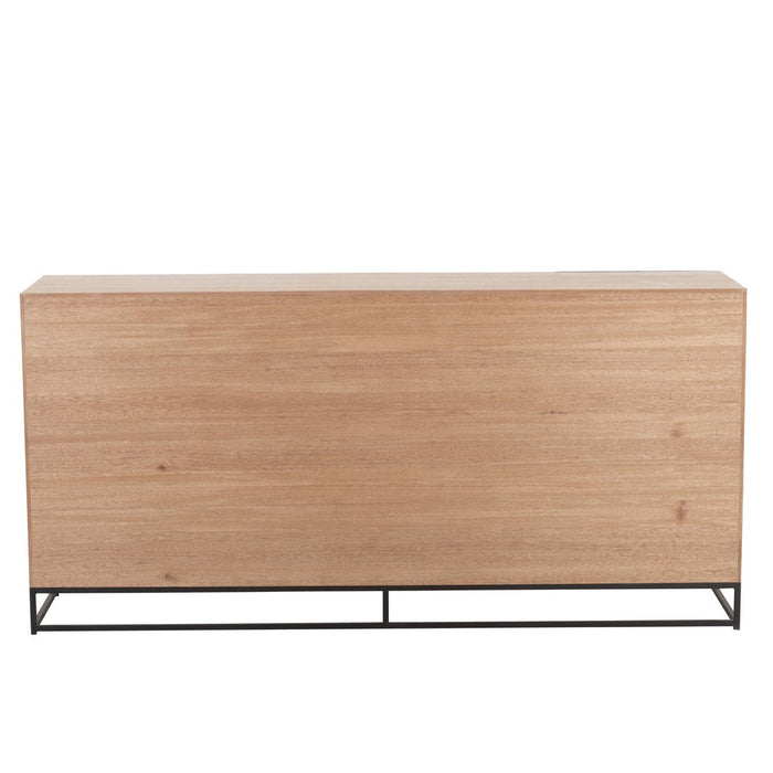 Dressoir 4-deurs Zigzag Hout/Metaal Naturel/Zwart 40x180x87 cm-Dressoirs-J-Line