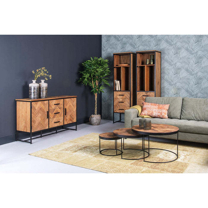 Dressoir Accent Teakhout Naturel hout 145x45x85 cm-Dressoirs-Livingfurn