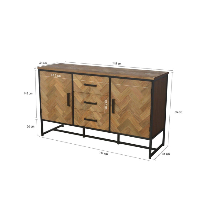 Dressoir Accent Teakhout Naturel hout 145x45x85 cm-Dressoirs-Livingfurn