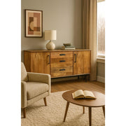 Dressoir Ayleen Mangohout Naturel hout 200x45x80 cm-Dressoirs-Livingfurn