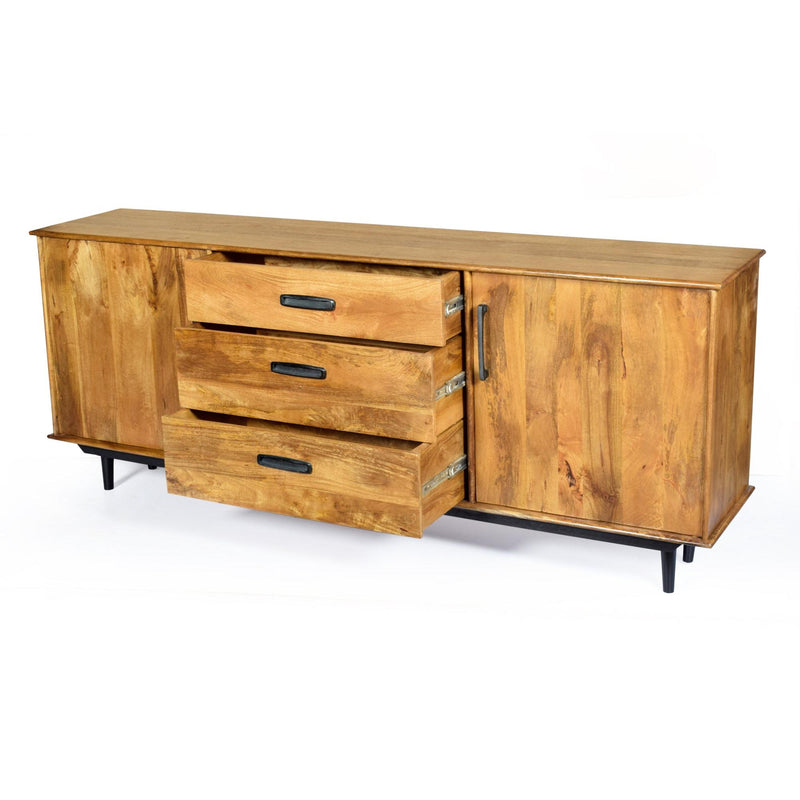 Dressoir Ayleen Mangohout Naturel hout 200x45x80 cm-Dressoirs-Livingfurn