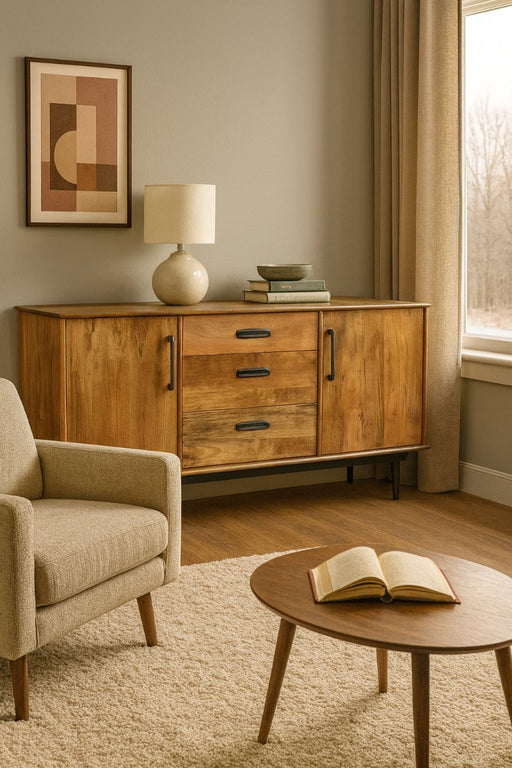 Dressoir Ayleen Mangohout Naturel hout 200x45x80 cm-Livingfurn