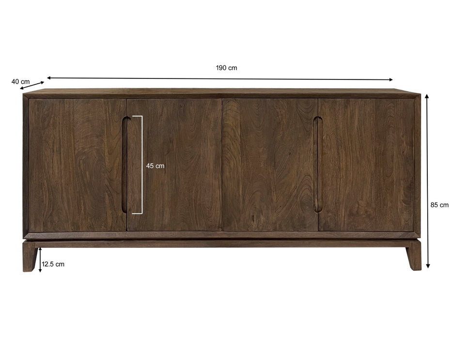Dressoir Cortez Mangohout Bruin 190x40 cm-Dressoirs-Livingfurn