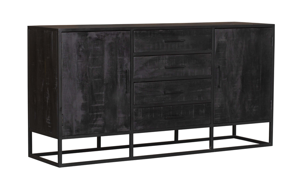 Dressoir Denver Black 165 cm | Mangohout en staal-Dressoirs-Starfurn
