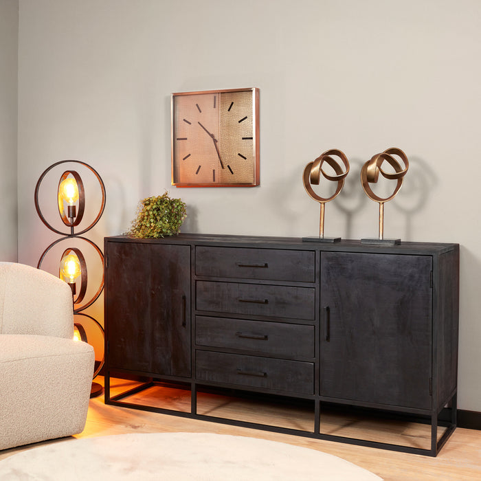 Dressoir Denver Black 165 cm | Mangohout en staal-Dressoirs-Starfurn