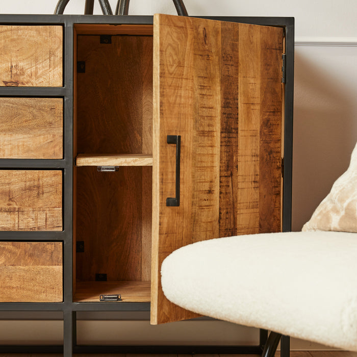 Dressoir Denver | Mangohout en staal | 165 cm-Dressoirs-Starfurn