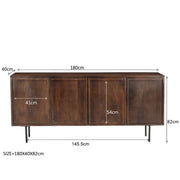 Dressoir Elan Mangohout Bruin 40x180x82 cm-Dressoirs-Livingfurn